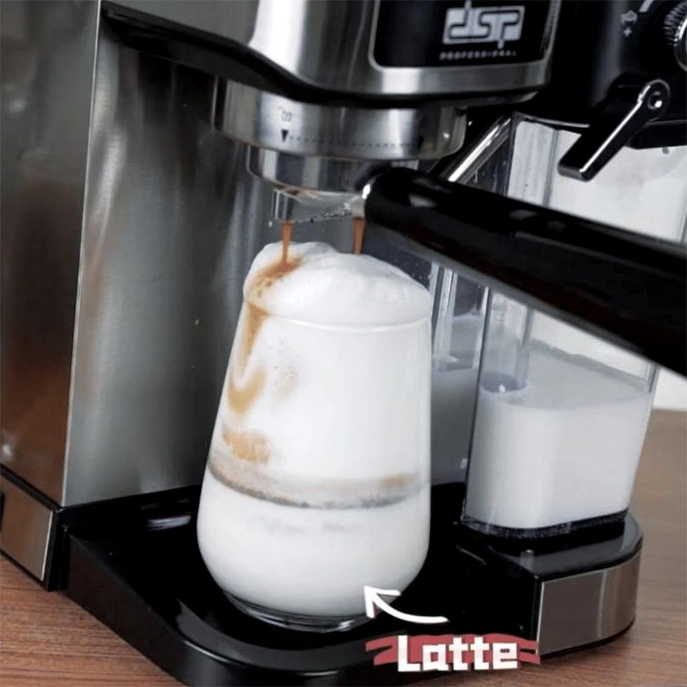 ماكينة القهوة الاحترافية DSP KA3104 – 1350 واط | ضغط 20 بار | خزان مياه 1 لتر | خزان حليب 700 مل